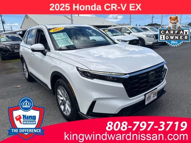 2025 Honda CR-V EX in Platinum White — front three-quarter view