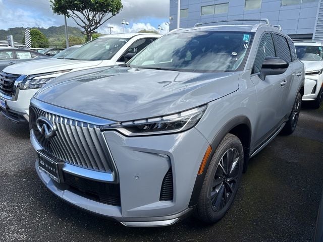 2026 INFINITI QX60 Luxe FWD in Harbor Gray — front three-quarter view