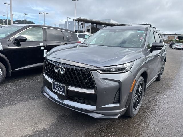 2026 INFINITI QX60 Sport AWD in Graphite Shadow — front three-quarter view