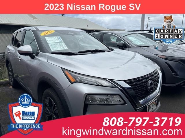 2023 Nissan Rogue SV in Brilliant Silver Metallic — front three-quarter view